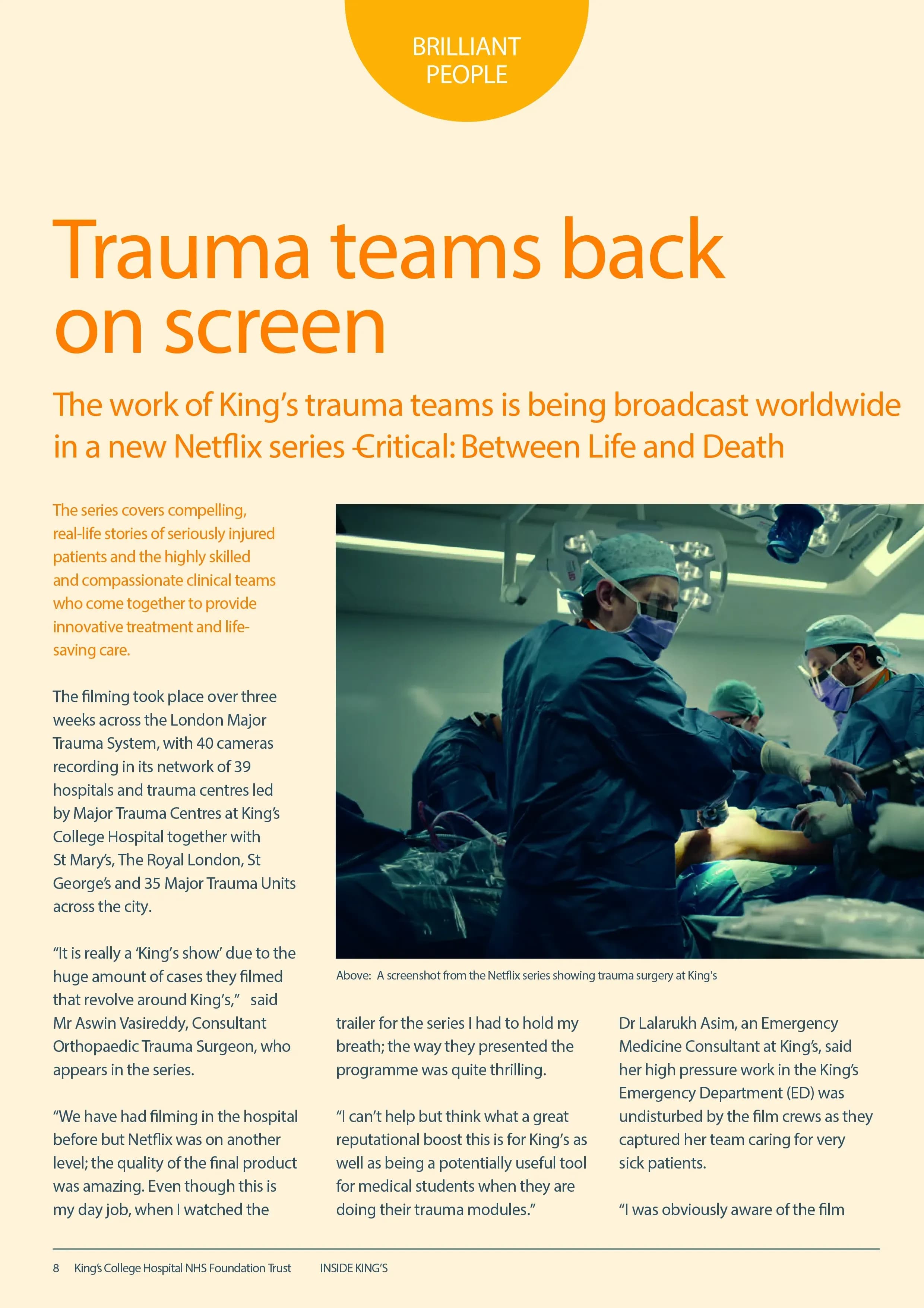 ### King's Trauma Team Streaming Success On Netflix - Critical: Between Life and Death